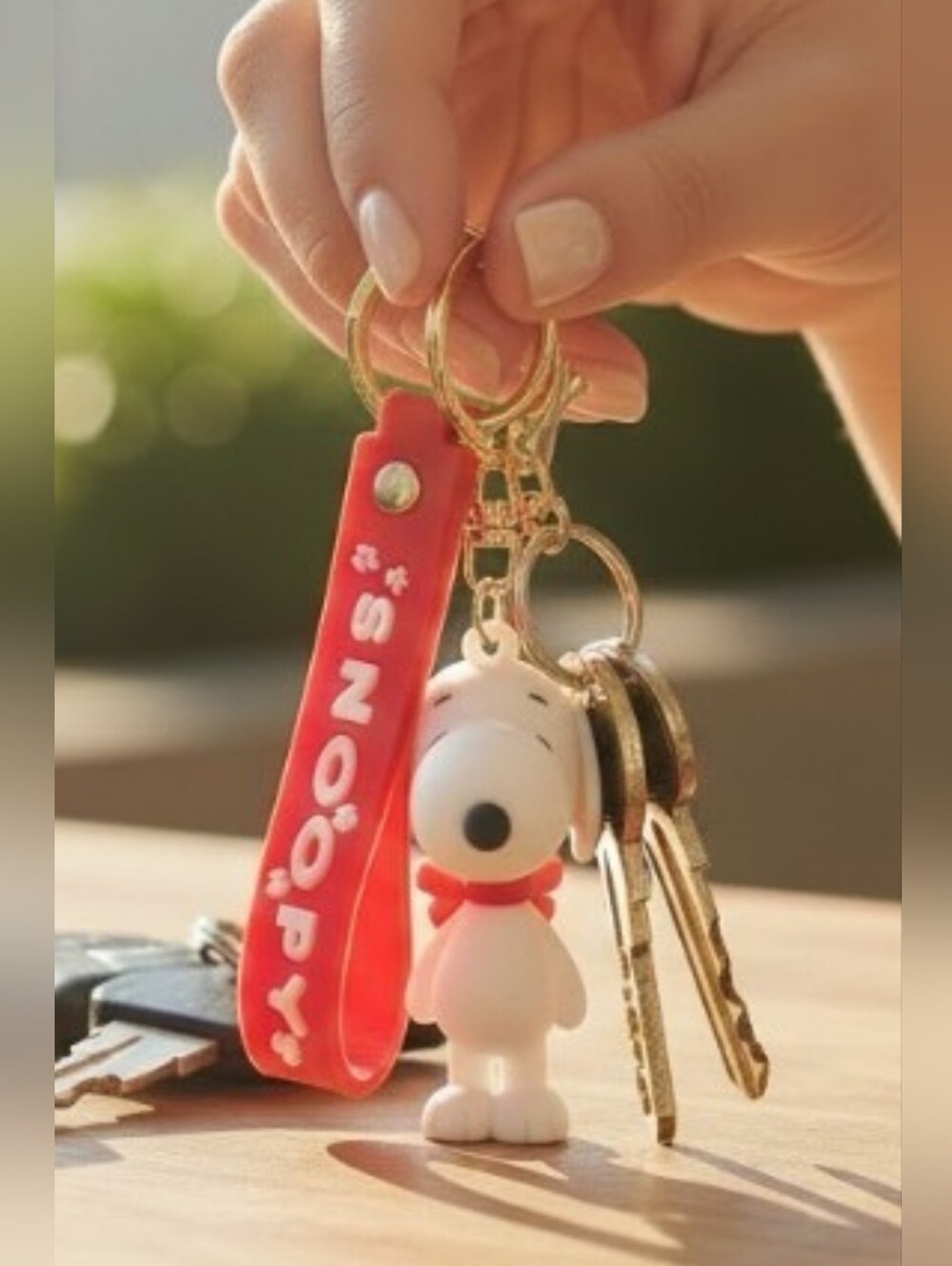 NWT-Peanuts Snoopy Key Chain, Heavy Gauge Metal Loops, Wrist Band. TL. 8" Length